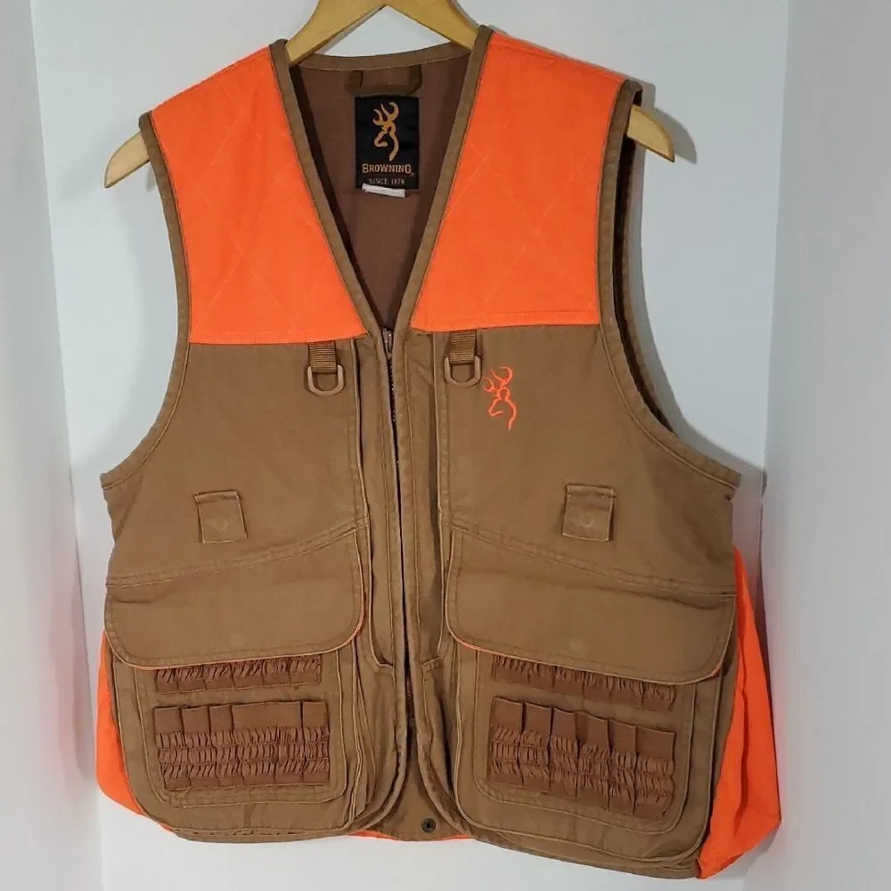 Browning Upland Vest Blaze Orange and Tan Pheasant Hunting Vest Men's S